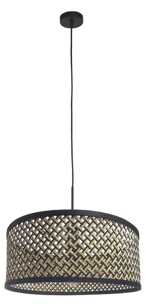 Steinhauer Φωτιστικό οροφής Sparkled Light, πλέγμα μαύρο/ξύλο, ρυθμιζόμενος, Μαύρο, Σαλόνι / τραπεζαρία, Μπαμπού