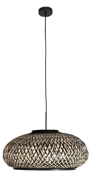 Steinhauer Κρεμαστό φωτιστικό Sparkled Light 4476ZW, πλέξη από μπαμπού, Ø 50 cm, ρυθμιζόμενος, Μαύρο, Σαλόνι / τραπεζαρία, Μπαμπού