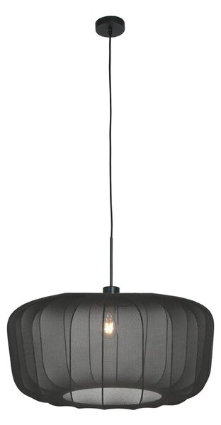 Steinhauer Κρεμαστό φωτιστικό Sparkled Light, μαύρο νάιλον, Ø 60 cm, E27, ρυθμιζόμενος, Μαύρο, Σαλόνι / τραπεζαρία, Ύφασμα / Κλωστοϋφαντουργία, σύγχρονο