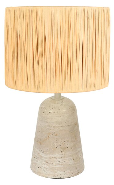 Anne Light Επιτραπέζιο φωτιστικό Travino, ύψος 34 cm, τραβερτίνη, θαλάσσιο χόρτο, E27, Μπεζ, Σαλόνι / τραπεζαρία, Μάρμαρο