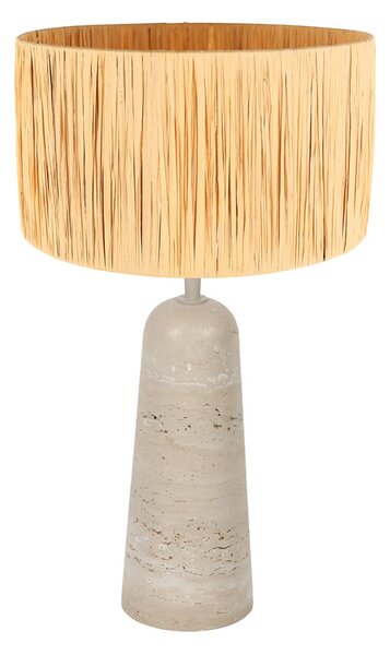 Anne Light Επιτραπέζιο φωτιστικό Travino, ύψος 49 εκ., τραβερτίνη, θαλάσσια χλόη, E27, Μπεζ, Σαλόνι / τραπεζαρία, Μάρμαρο