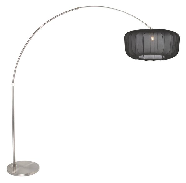 Steinhauer Καμπύλη λάμπα δαπέδου Sparkled Light, ατσάλι/μαύρο νάιλον, 240 cm, Μεταλλικό, Σαλόνι / τραπεζαρία, Μέταλλο, σύγχρονο