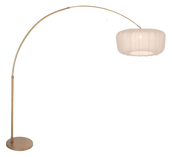 Steinhauer Καμπύλη λάμπα δαπέδου Sparkled Light, χάλκινο/κρεμ νάιλον, 240 cm, Μπρούτζινο / Αντικέ ορείχαλκου, Σαλόνι / τραπεζαρία, Μέταλλο, σύγχρονο