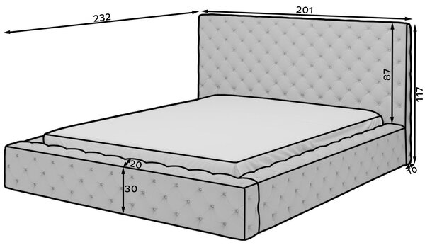 Επενδυμένο κρεβάτι Princce-Mple-140 x 200 - 181.00Χ232.00Χ117.00cm