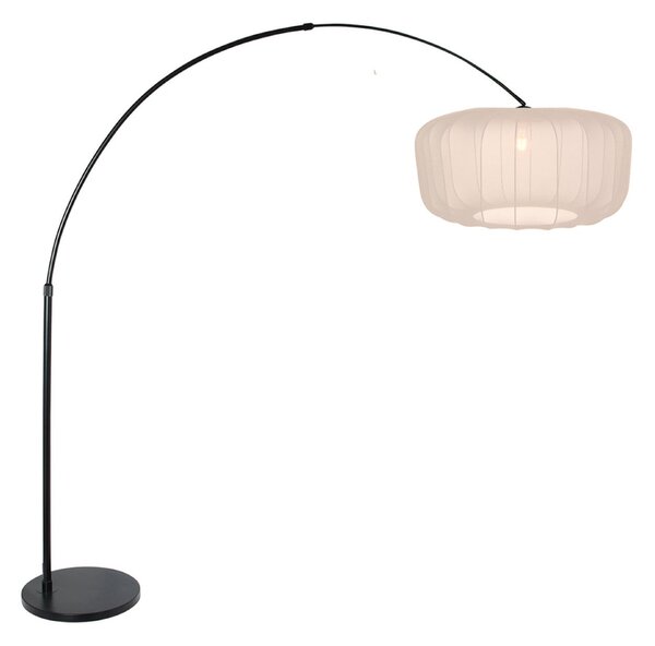 Steinhauer Καμπύλη λάμπα δαπέδου Sparkled Light μαύρη/κρεμ νάιλον, 240 cm, Μαύρο, Σαλόνι / τραπεζαρία, Μέταλλο, σύγχρονο