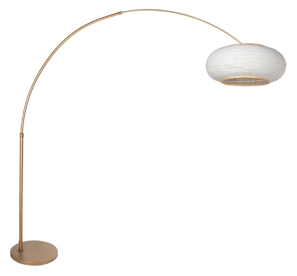 Steinhauer Καμπύλη λάμπα δαπέδου Sparkled Light, χάλκινο/γκρι λινό, 240 cm, Μπρούτζινο / Αντικέ ορείχαλκου, Σαλόνι / τραπεζαρία, Μέταλλο