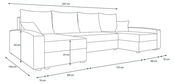 Γωνιακός καναπές Donetsk max-Leuko - Gkri - 297.00Χ144.00Χ0.00cm