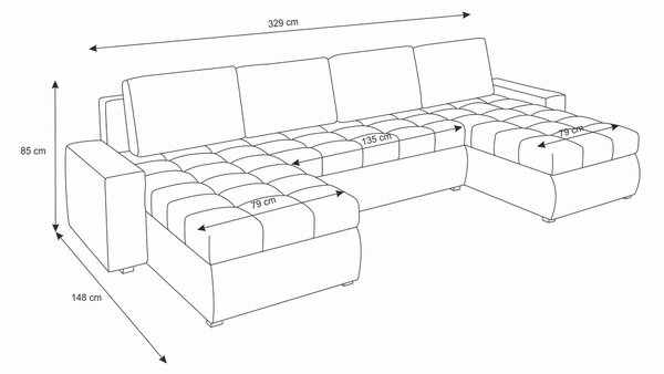 Γωνιακός καναπές Malaga max-Kafe-Mpez - 325.00Χ148.00Χ85.00cm