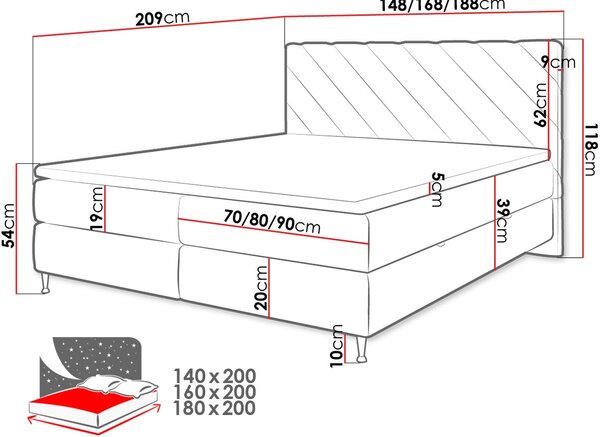 Επενδυμένο κρεβάτι Enzo II-160 x 200-Prasino Skouro - 209.00Χ168.00Χ118.00cm