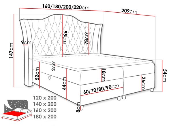 Επενδυμένο κρεβάτι Colombo-Kafe-120 x 200 - 160.00Χ209.00Χ147.00cm