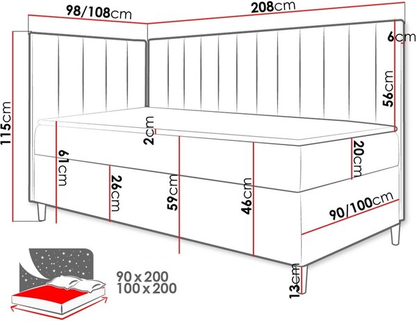 Καναπές κρεβάτι Junior Maja III-Mpez-90 x 200-Deksia - 208.00Χ98.00Χ115.00cm