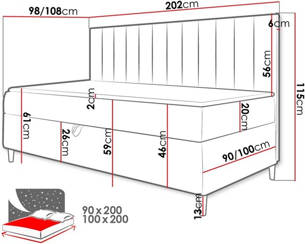 Καναπές κρεβάτι Junior Maja II-Gkri-100 x 200 - 202.00Χ108.00Χ115.00cm