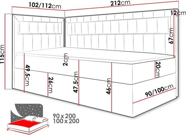 Καναπές κρεβάτι Junior Gold III-Ladi-90 x 200-Deksia - 212.00Χ102.00Χ115.00cm