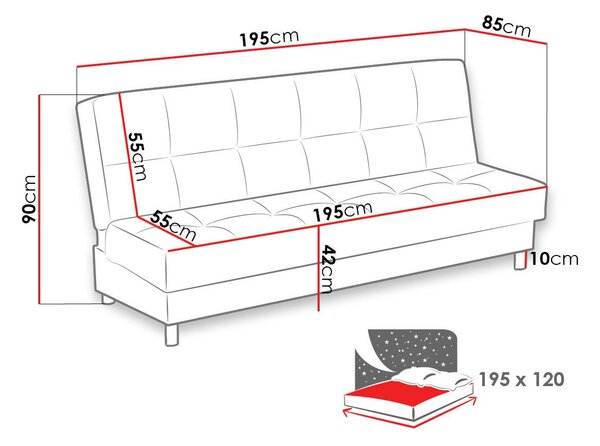 Καναπές - Κρεβάτι Enduro XIV -Mple - 195.00Χ85.00Χ90.00cm