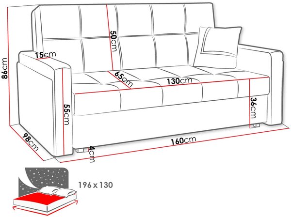 Καναπές Κρεβάτι Vivia Mel III-Ladi anoixto-Ladi skouro - 167.00Χ98.00Χ80.00cm