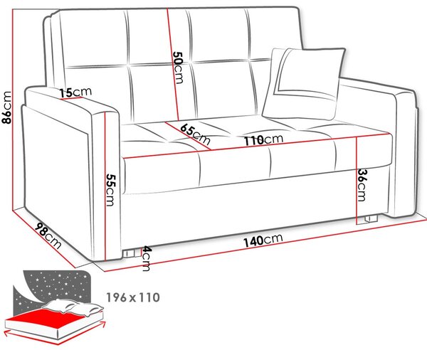 Καναπές Κρεβάτι Vivia Mel II-Prasino-Emprime - 146.00Χ98.00Χ80.00cm