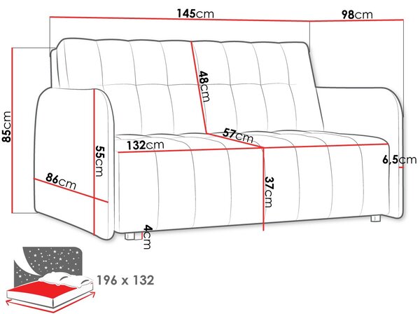 Καναπές Κρεβάτι Viva Grand III-Mple Skouro - 145.00Χ98.00Χ85.00cm