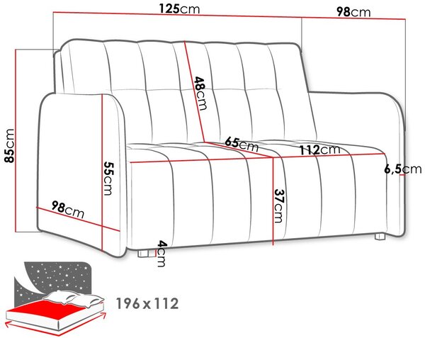 Καναπές Κρεβάτι Viva Grand II-Prasino - 125.00Χ98.00Χ85.00cm