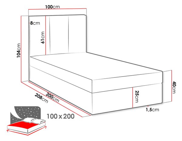 Επενδυμένο κρεβάτι Ryga-Mple-Deksia - 100.00Χ208.00Χ104.00cm