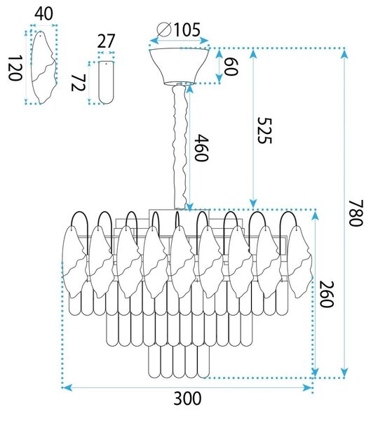 Κρυστάλλινο κρεμαστό φωτιστικό SWE077-CP 30cm Chrome