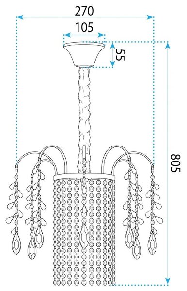 Κρυστάλλινο κρεμαστό φωτιστικό SWE089-CP 30cm CHROME