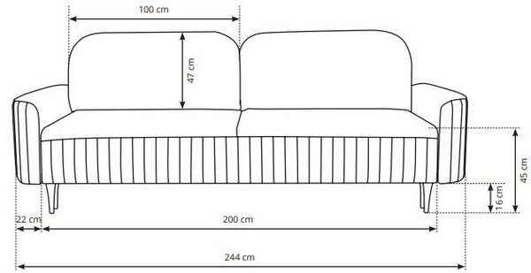 Καναπές Iverna τριθέσιος - 244.00Χ102.00Χ92.00cm