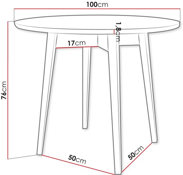 Τραπέζι Skandi Fi 100-Mauro - 100.00Χ100.00Χ76.00cm