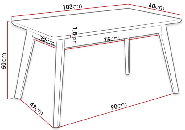 Τραπέζι Skandi 100-Fusiko - 103.00Χ60.00Χ50.00cm