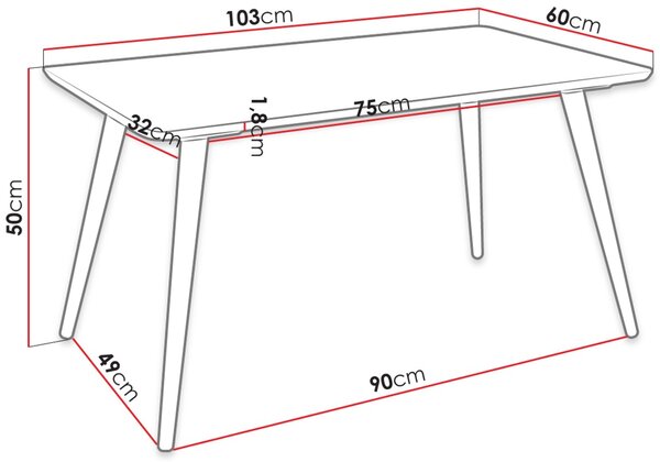 Τραπέζι Ines 100-Fusiko - 103.00Χ60.00Χ50.00cm