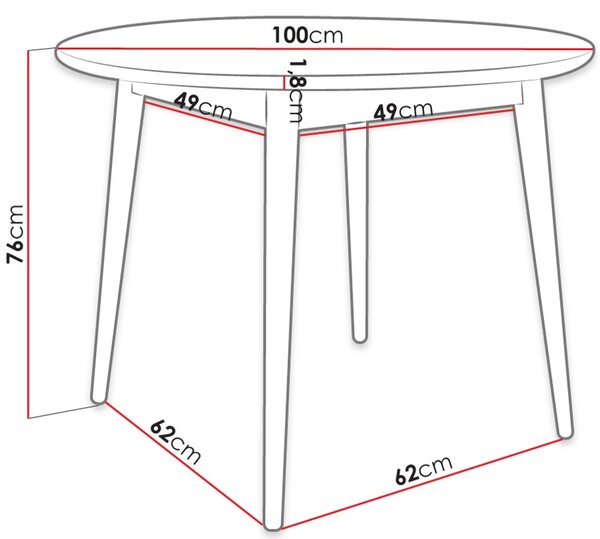 Τραπέζι Ines Fi 100-Mauro - 100.00Χ100.00Χ76.00cm