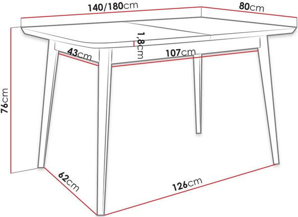 Τραπέζι Skandi 140 επεκτεινόμενο-Fusiko - 140.00Χ80.00Χ76.00cm