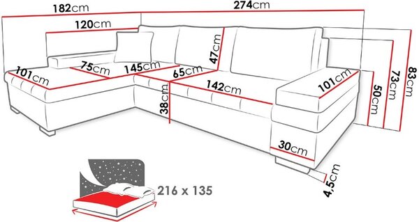 Γωνιακός καναπές Bangkok Mini-Kafe - Skouro kafe - 274.00Χ182.00Χ83.00cm