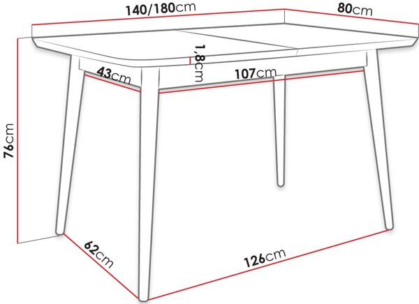 Τραπέζι Ines 140 επεκτεινόμενο-Fusiko - 140.00Χ80.00Χ76.00cm