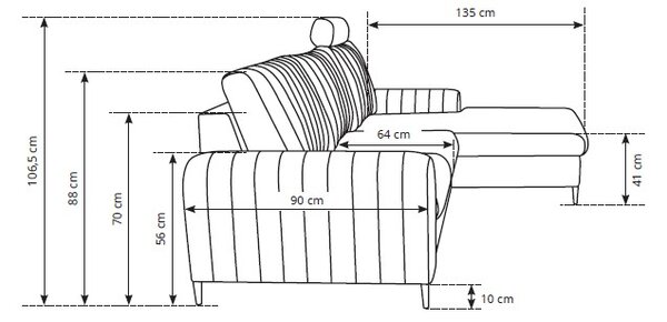 Γωνιακός καναπές Monte-Mple-Deksia - 252.00Χ168.00Χ106.50cm