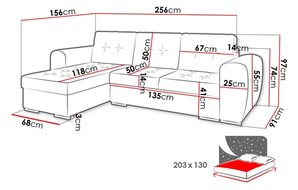 Γωνιακός καναπές Bari-Gkri - 256.00Χ156.00Χ97.00cm