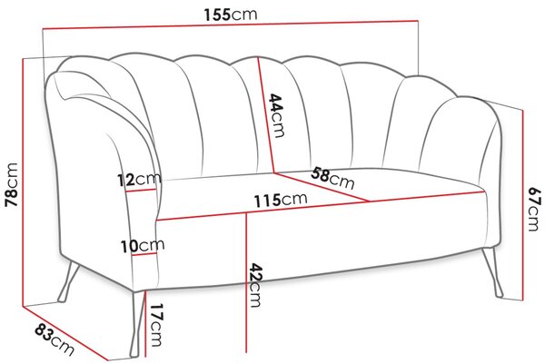 Καναπές Adria GD Διθέσιος-Sapio milo - 155.00Χ83.00Χ78.00cm