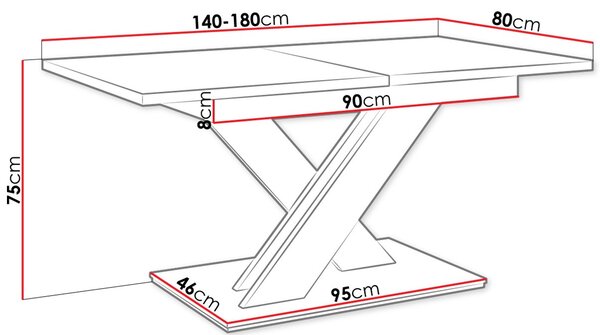 Τραπέζι Bronx επεκτεινόμενο -Leuko Gualistero - 140.00Χ80.00Χ75.00cm