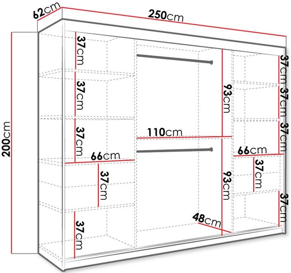 Ντουλάπα Marmur Plus-Mauro Marmaro - 250.00Χ62.00Χ200.00cm