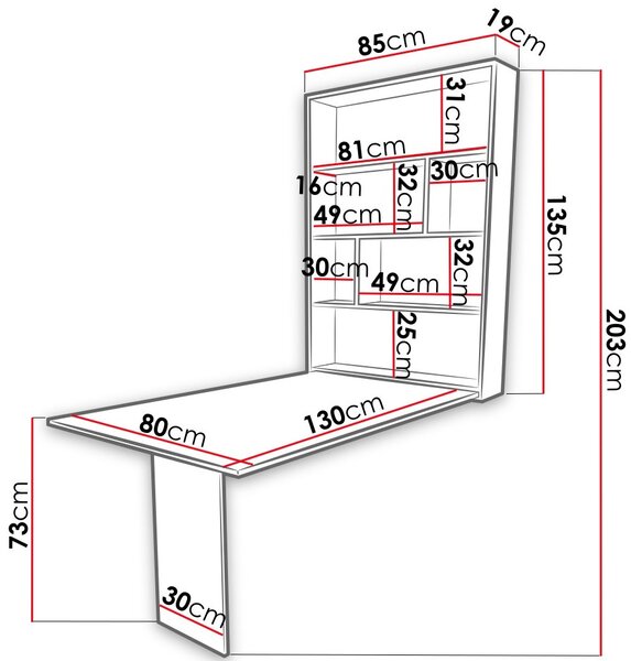 Αναδιπλούμενο τραπέζι Abi-Leuko - 85.00Χ149.00Χ203.00cm