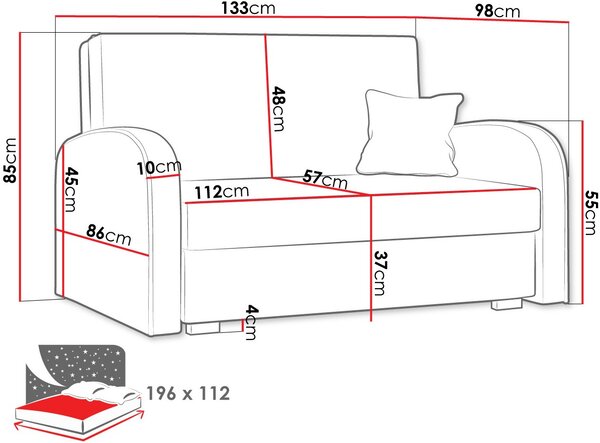 Καναπές Viva Soft II διθέσιος-Mpez - 133.00Χ98.00Χ85.00cm