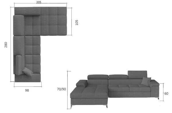 Γωνιακός καναπές Osby-Αριστερή-Prasino - 280.00Χ205.00Χ90.00cm