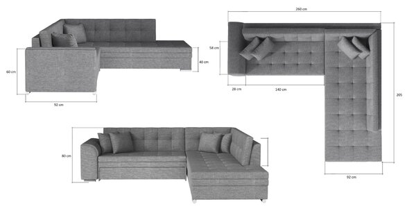 Γωνιακός καναπές Pueblo-Δεξιά-Mauro - Gkri anoixto - 260.00Χ205.00Χ80.00cm