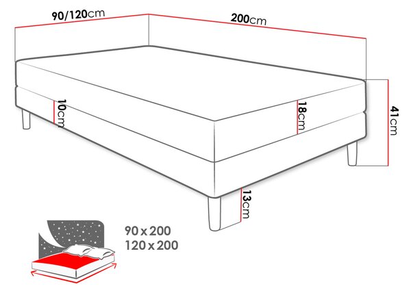 Επενδυμένο κρεβάτι Hot I-Mauro-90 x 200 - 0.00Χ200.00Χ41.00cm