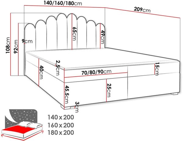 Επενδυμένο κρεβάτι Boss-140 x 200 εκ.-Ekrou - 140.00Χ200.00Χ108.00cm