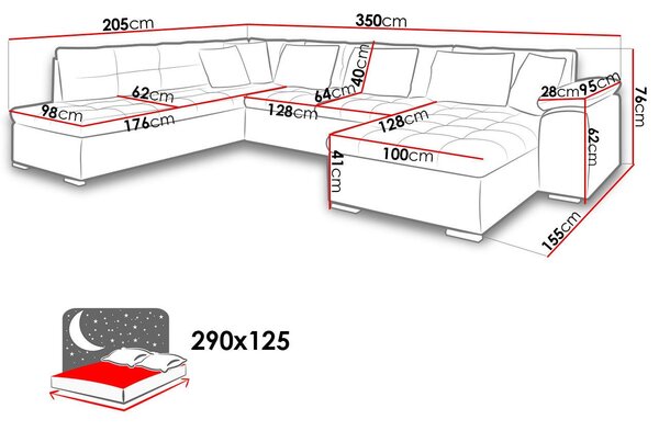 Γωνιακός καναπές Niko Bis-Αριστερή-Mwb - 350.00Χ205.00Χ76.00cm