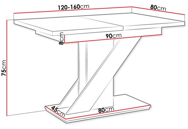 Τραπέζι Meva επεκτεινόμενο-Leuko-Mauro - 120.00Χ80.00Χ75.00cm