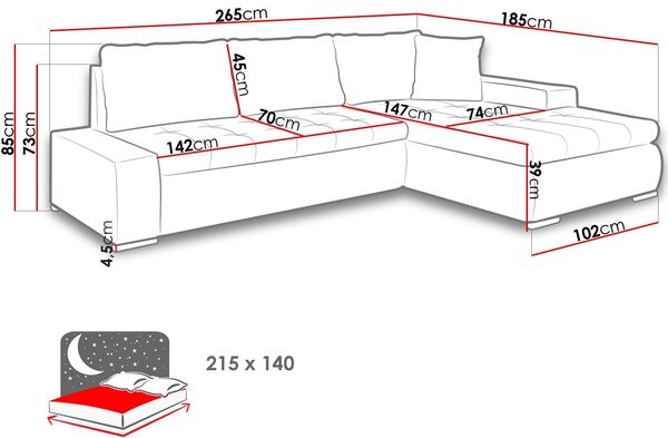 Γωνιακός καναπές Orkan mini-Mple - 265.00Χ185.00Χ85.00cm