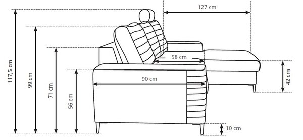 Γωνιακός καναπές Consuegra-Gkri - 252.00Χ90.00Χ117.50cm