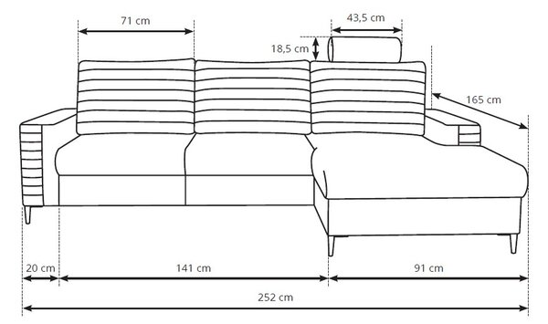 Γωνιακός καναπές Consuegra-Mple - 252.00Χ90.00Χ117.50cm