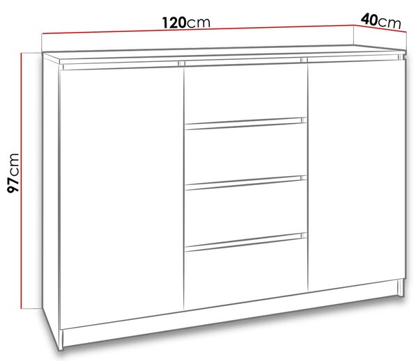 Συρταριέρα 2D4S - 120.00Χ40.00Χ97.00cm